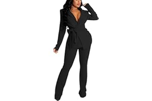 kaimimei Womens Sets 2 Piece Outfits Dressy Pant Suits Elegant Business Casual Belted Blazer and Pants Set