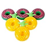 Mingge Inflatable Pool Drink Holder - Palm tree and Flamingo Cup Holder Float (Set of 6) (PINEAPPLE)