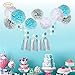 Umiss 23pcs Party Tissue Pom Poms Tissue Flowers Baby Blue White Grey Baby Boy Shower/Party Paper Decorations First Birthday Boy Tissue Flowers Tassel Garland Circle Paper Baby Shower Decorations