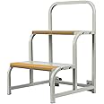 2 Steps Ladder with Wheels, Industrial & Warehouse Step Ladder, Rolling Steps Ladder with Vinyl Stair Edge Protector, 19.9IN Wide, 20.0N top Step Height, 600LBs Capacity.