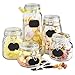 VonShef Set of 5 Clip Top Glass Storage Preserving Jars - With 10 Reusable Stickers & 1 anti-dust Chalk