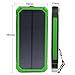 QueenAcc 15000mAh Solar Charger, Solar Power Bank with LED Flashlight Portable Charger, Backup Solar Power Pack, Dual USB Port Solar Battery Charger for Smart phones and Other USB Devices(green)