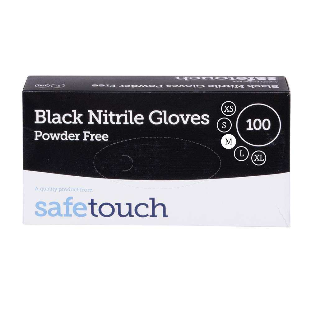 Safetouch Black Nitrile Gloves Medium - 100 Pack