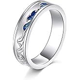 VONALA Mountain Ring for Women Sterling Silver Ocean Wave Mountain Range Band Ring Nature Mountain Jewelry Gift for Women Men Nature Lovers Size 7