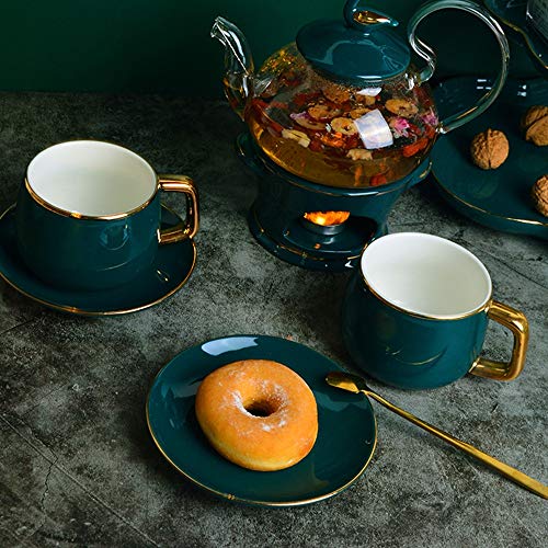 Ceramica in porcellana European Flower Tea Set con la candela Più caldo di vetro Teiera fioritura fogli staccabili Tea… - immagine 5