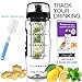 Time Marked Fruit Infuser Water Bottle AQUATIME Large 32 oz – Brush For Easy Clean included – Convenient To Carry - Fruit Infused Water Bottles - Infusion Bottle for Women and Men with Straw (Black)