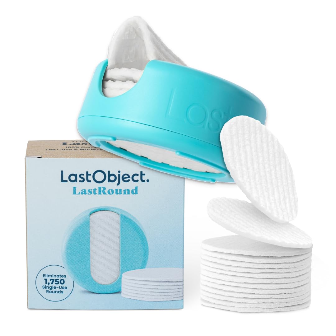LastRound Reusable Makeup Remover Pads - 7 Washable Eco-Friendly Reusable Cotton Rounds for Face - Sustainable & Soft Cotton Face Pads for Facial Cleansing & Eye Makeup Removal - Travel Storage Case