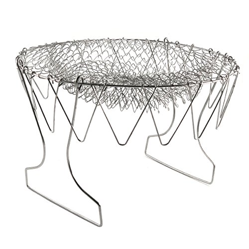 DayCount Foldable Deep Fry Steam Basket Stainless Steel Fryer Basket Present Fried Chip Strainer Portable Frying Net