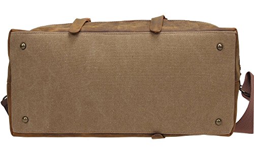 21" Luggage, Berchirly Oversized Canvas Genuine Leather Trim Travel Tote Duffel Shoulder Handbag Weekend Bag - Thumbnail 3