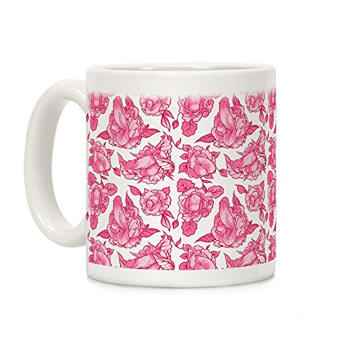 LookHUMAN Floral Penis Mug White 11 Ounce Ceramic Coffee Mug