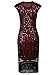 Vijiv 1920s Vintage Inspired Sequin Embellished Fringe Long Gatsby Flapper Dress