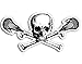 Skull and LACROSSE Bones Shaped Sticker (play shaft stick ball player goalie)
