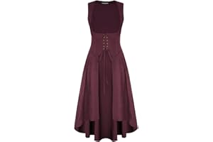 Scarlet Darkness Women Renaissance Costume Underbust Pirate Peasant High Low Dress with Pockets