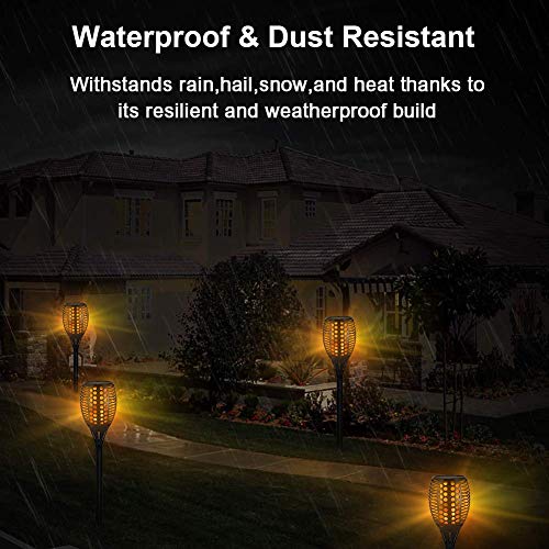 Balight Solar Torch Lights,Dancing Flame Lighting 96 LED Flickering Tiki Torches Waterproof Wireless Outdoor Light for Patio Garden Path Yard Wedding Party(4 Packs) (A)