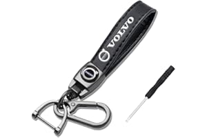 MOYEE Genuine Leather Car Keychain for Volvo S90 S60 XC60 XC40 XC90 V40 V60 S60 S80, Family Key Chain for Women and Men,Black