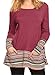 Bluetime Women's Color Block Long Sleeve Sweatshirt Jersey Tunic Tops Wine L