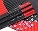 meifan Chinese/Japanese Long Bamboo Leg Silk Folding Fans FMM (Red)
