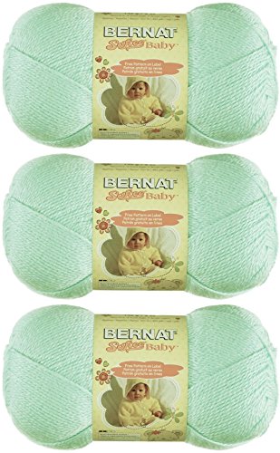 Bernat Softee Baby Yarn 3 Pack Bundle Includes 3 Patterns DK Light Worsted (Mint)