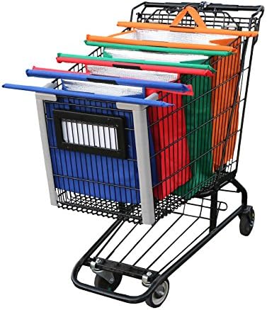 Trolley Shopping Bag Cart - Reusable Grocery Bag - All 4 Bags Insulated Carry with Rods