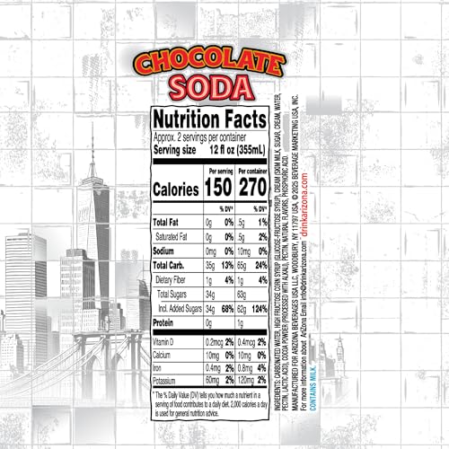 ARIZONA CHOCOLATE EGG CREAM SODA, TUNNELS TO TOWERS FOUNDATION – BIG CAN, 22 FL OZ (PACK OF 12)