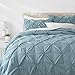 Amazon Basics Lightweight, Soft King Size Comforter Sets, All-Season Down-Alternative 3-Piece Bedding Set, Pinch Pleat Design, Spa Blue
