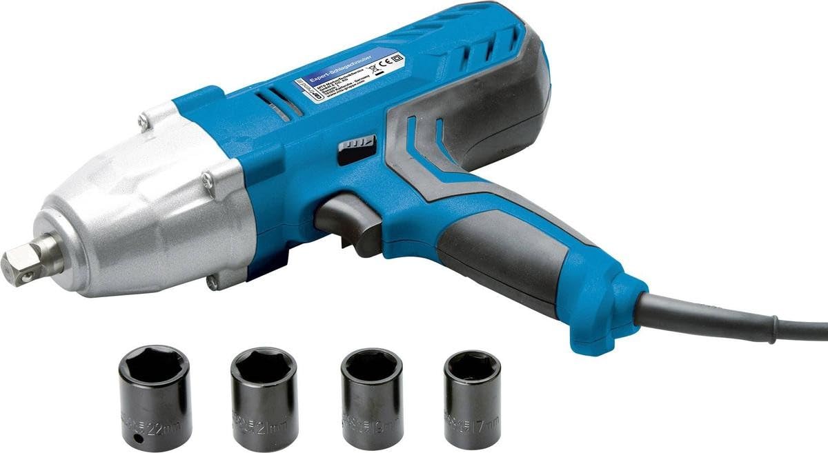 cartrend Impact Wrench Power 520 W Max Torque 300 Nm with Clockwise and Clockwise Rotation with 4 Sockets in 17, 19, 21 and 22 mm Includes Storage Case 3 m Cable Length