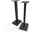 Kanto ST28 28” Universal Floor Speaker Stands for Bookshelf Speakers up to 30 lbs | Improved Sound | Hidden Cable Management | Timeless Design, | Pair | Black Steel w/Black MDF Base