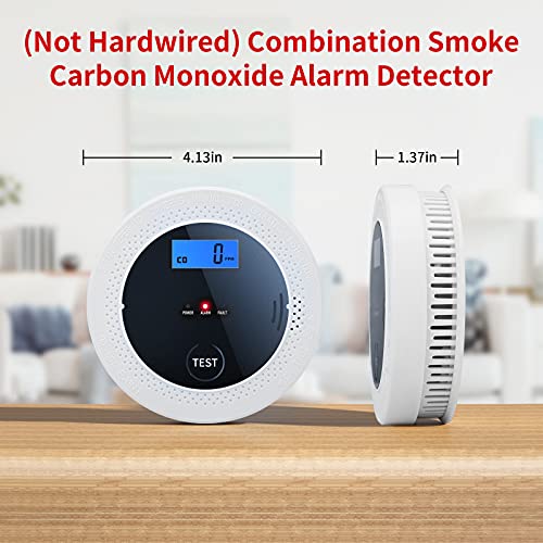 PETRICOR Smoke and Carbon Monoxide Alarm Detector with Photoelectric Sensor, LCD Display, Battery Operated. Home Fire & CO Alarms Detector (Not Hardwired) 2 Packs.