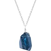 QNAVIC Raw Multi Gemstone Pendant Necklace for Women, Healing Crystal Chakra Stone Birthstone, 925 Sterling Silver Birthday Christmas Gifts for Her