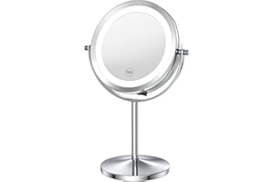 Benbilry Lighted Makeup Mirror with Magnification, 1X/10X Magnifying Makeup Mirror, LED Vanity Mirror with Lights, Battery Operated, 7 Inch Swivel Portable Cordless Desk Mirror, Best Gift