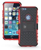 Cable and Case Rugged Dual Layer Rubber Hybrid Hard/Soft Drop Impact Resistant Protective Cover With Kickstand for iPhone 6, iPhone 6S