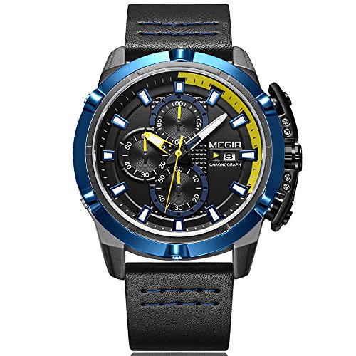 Men's Chronograph Analog Quartz Watches Luminous Hands 3 ATM Waterproof Sport Wristwatch for Man Boy