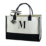 Mud Pie M-Initial Canvas Tote