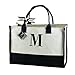 Mud Pie M-Initial Canvas Tote