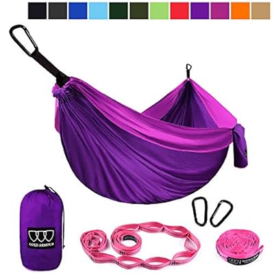 Gold Armour Camping Hammock - XL Double Hammock Portable Hammock Camping Accessories Gear for Outdoor Indoor with Tree… 517DILgQftL