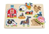 Hape Farm Animals Toddler Wooden Peg Puzzle
