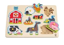 Hape Farm Animals Toddler Wooden Peg Puzzle