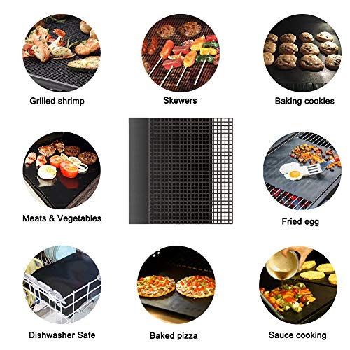 Miaowoof Grill Mat Set of 6-100% Non-Stick BBQ Grill Mats, Heavy Duty, Reusable, and Easy to Clean - Works on Electric Grill Gas Charcoal BBQ 15.75 x 13-Inches(4 Pcs Solid Mat+2 Pcs Mesh Mat) - Thumbnail 3