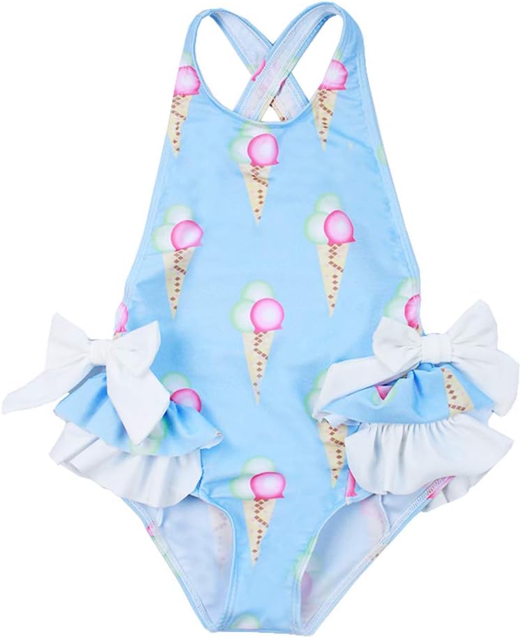 Baby Girls' One Piece Cartoon Swimsuit Animal Print Bathing Suit Ruffles Swimwear Cute Baby Bikini Beachwear