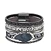 Jenia Women's Leather Cuff Bracelets Boho Bracelet Rope Wrap Bangle Wristband Rhinestone Handmade Jewelry for Kids Ladies Teens Girls Anniversary Gift - Grey