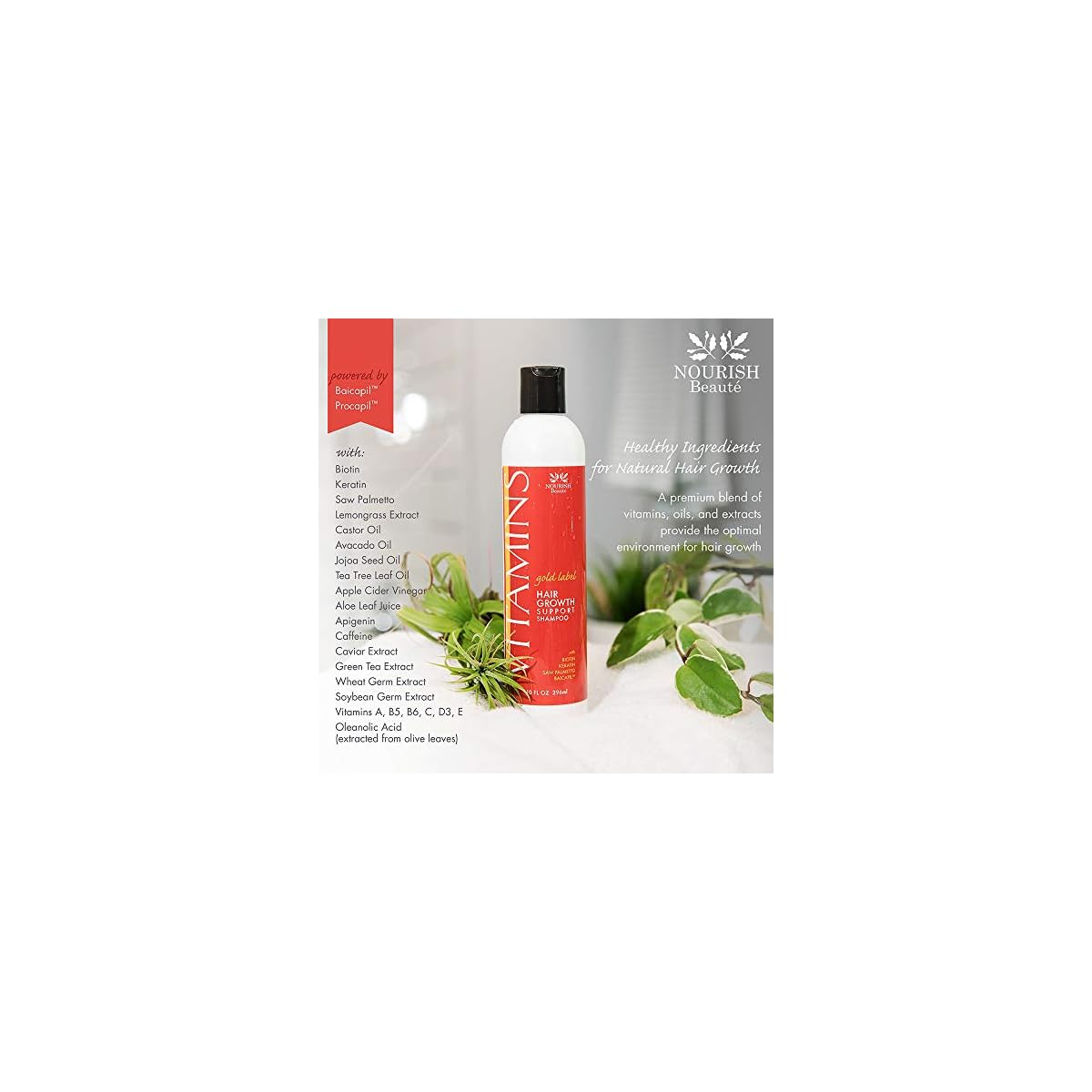 Nourish Beaute Vitamins Premium Shampoo And Conditioner For Hair