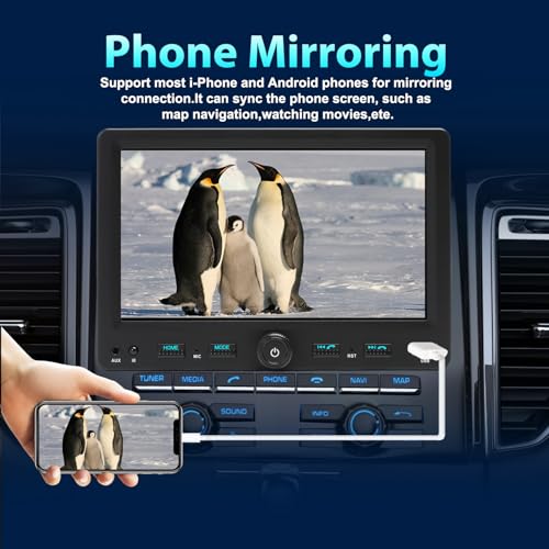 Alondy 1 Din Car Radio with Screen (7 Inches) Compatible with [Wireless] Apple CarPlay Android Auto Bluetooth AM/FM/RDS Radio USB (Type-C Fast Charge 3A) AUX SD Backup Camera