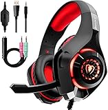 Beexcellent Gaming Headset with Noise Canceling mic, PS4 Xbox One Headset with Crystal 3D Gaming Sound, Memory Foam Earpad for PC, Mac, Laptop, Mobile