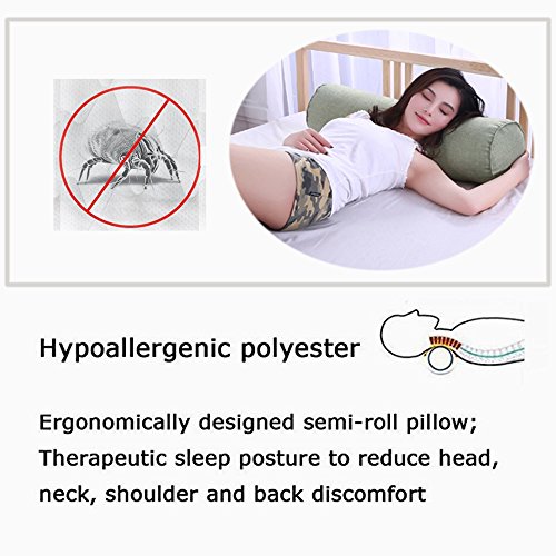 NBPillows 16x6 Inch Round Neck Pillow For Neck Backrest for Car or Office Chair Sofa, Semi-Roll Pillow With Washable Organic Cotton Cover（green） - Thumbnail 3