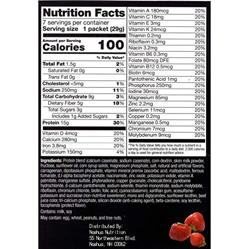 Proti-Thin High Protein Strawberry Pudding/Shake Mix, 15g Protein, Low Calorie, Low Carb, Low Fat, Low Sugar, No Gluten Ingredients, Aspartame Free, ...