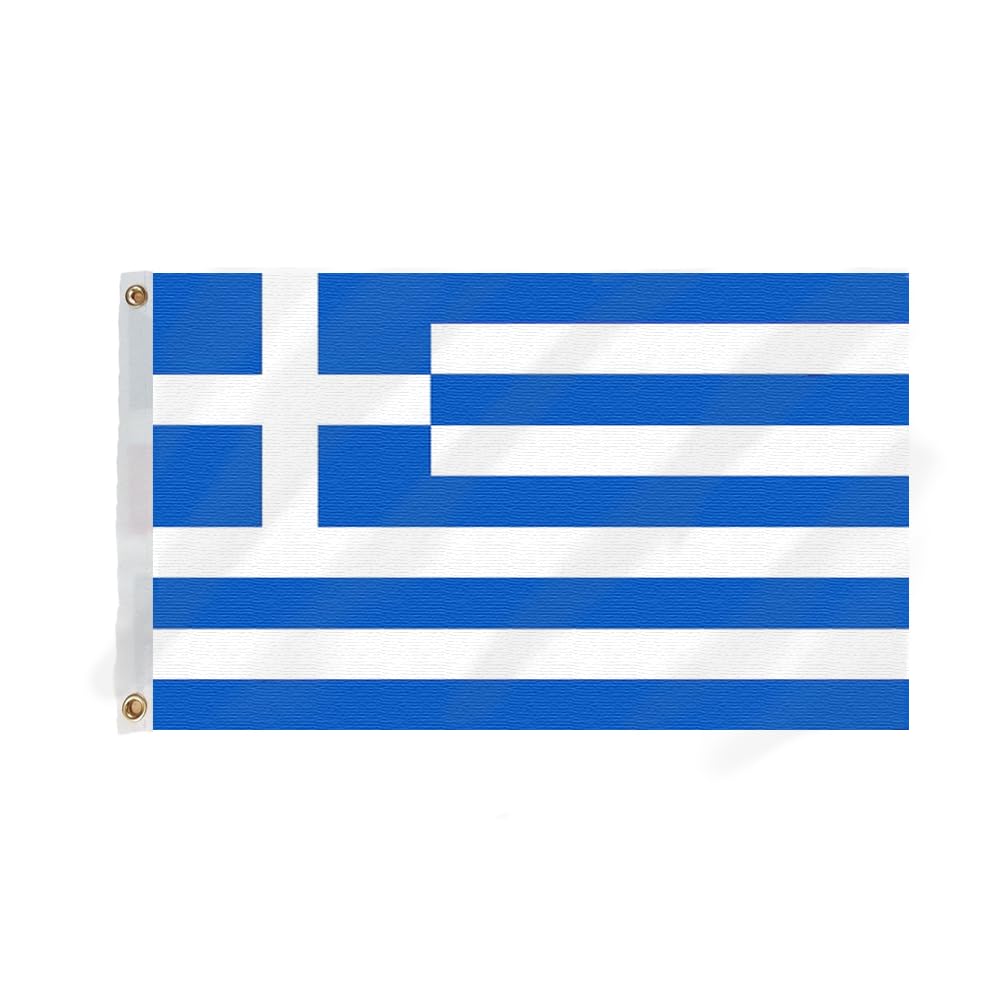 Flagmax Greek Flag with Eyelets - Durable 5ft x 3ft Greece Flag - High-Quality Flag of Greece for Indoor and Outdoor Display - Perfect for Celebrations and National Pride