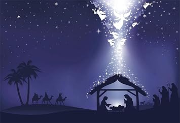 Amazon Com Lfeey 5x3ft Christian Religion Birth Of Jesus Christ Backdrop Twinkle Stars December 25 Holiday Celebration Nativity Silhouette Manger Scene Background For Photography Photo Studio Props Camera Photo