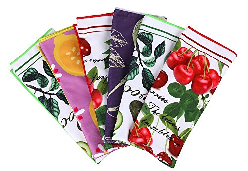Winthome Set-6 Ultra-Absorbent Printed Microfiber Tea Towel Kitchen Towel - Thumbnail 6