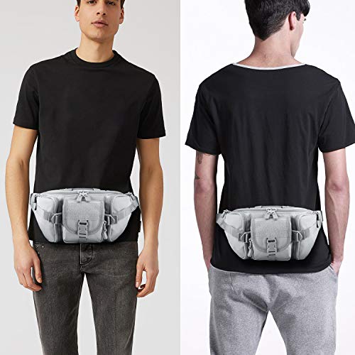 DYJ Tactical Waist Pack Bag Military Waist Pack Portable Fanny Packs Large Army Waist Bag for Daily Life Fishing Cycling Camping Hiking Traveling Hunting Shopping (Gray) - Thumbnail 7