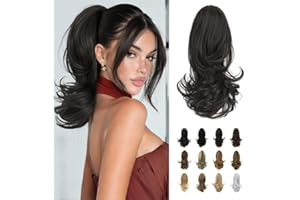 Sofeiyan 13" Ponytail Extension Long Curly Ponytail Clip in Claw Hair Extension Natural Looking Synthetic Hairpiece for Women